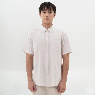 M231 Kemeja Pria Basic Polos Pendek Cream 0643A