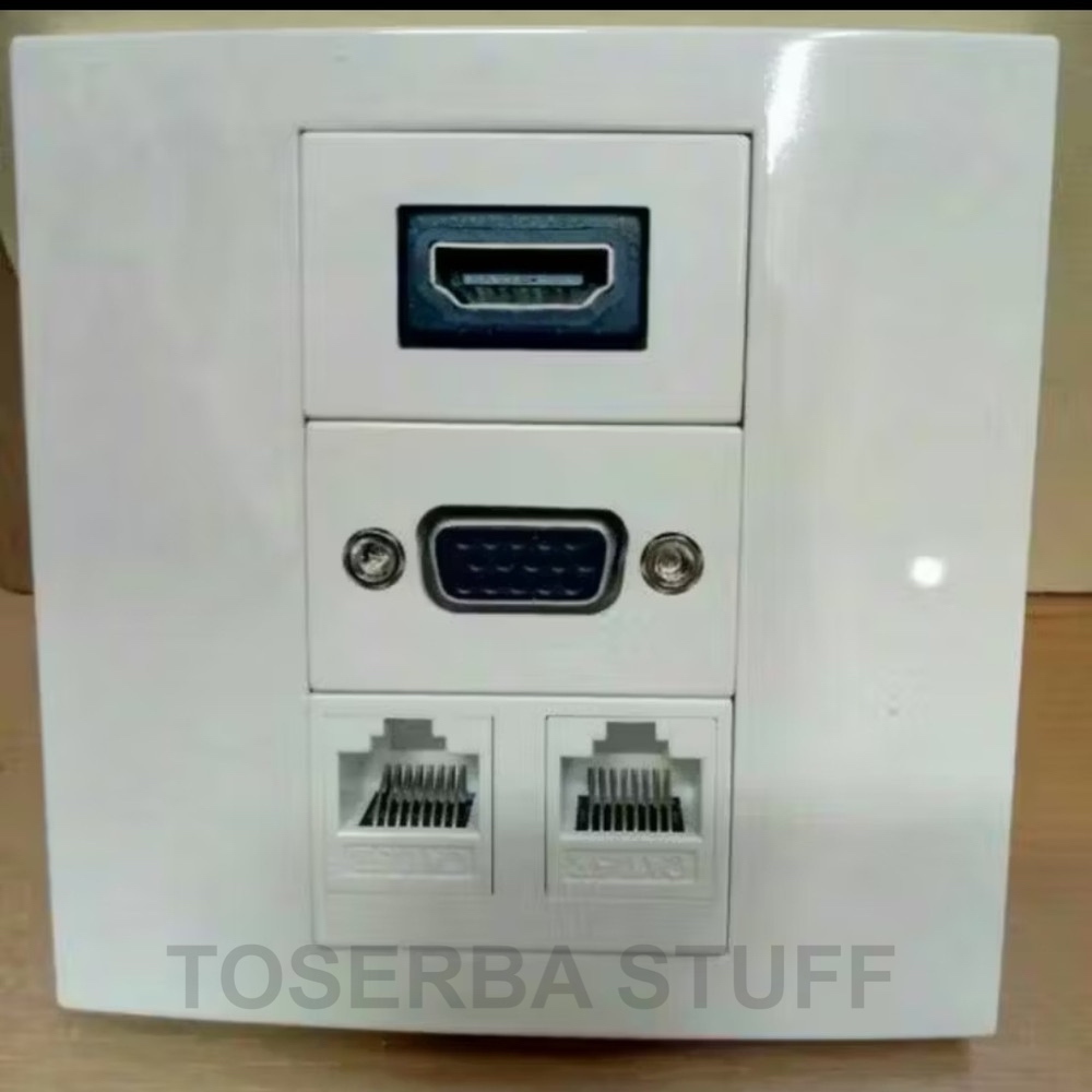 Jual STOP KONTAK HDMI VGA DUA DOUBLE DUAL LAN DATA CAT6 INTERNET RG45 ...