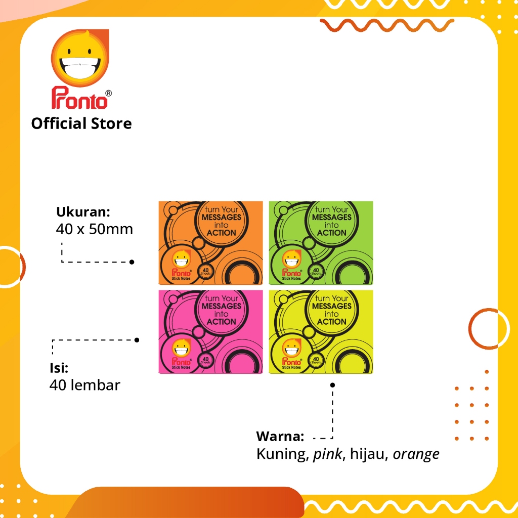Jual Pronto Sticknotes Fluorescent (40 x 50 mm) | Shopee Indonesia
