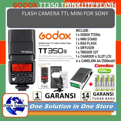 Jual Paket Godox TT350 / TT-350 Thinklite TTL Camera Flash for Canon ...