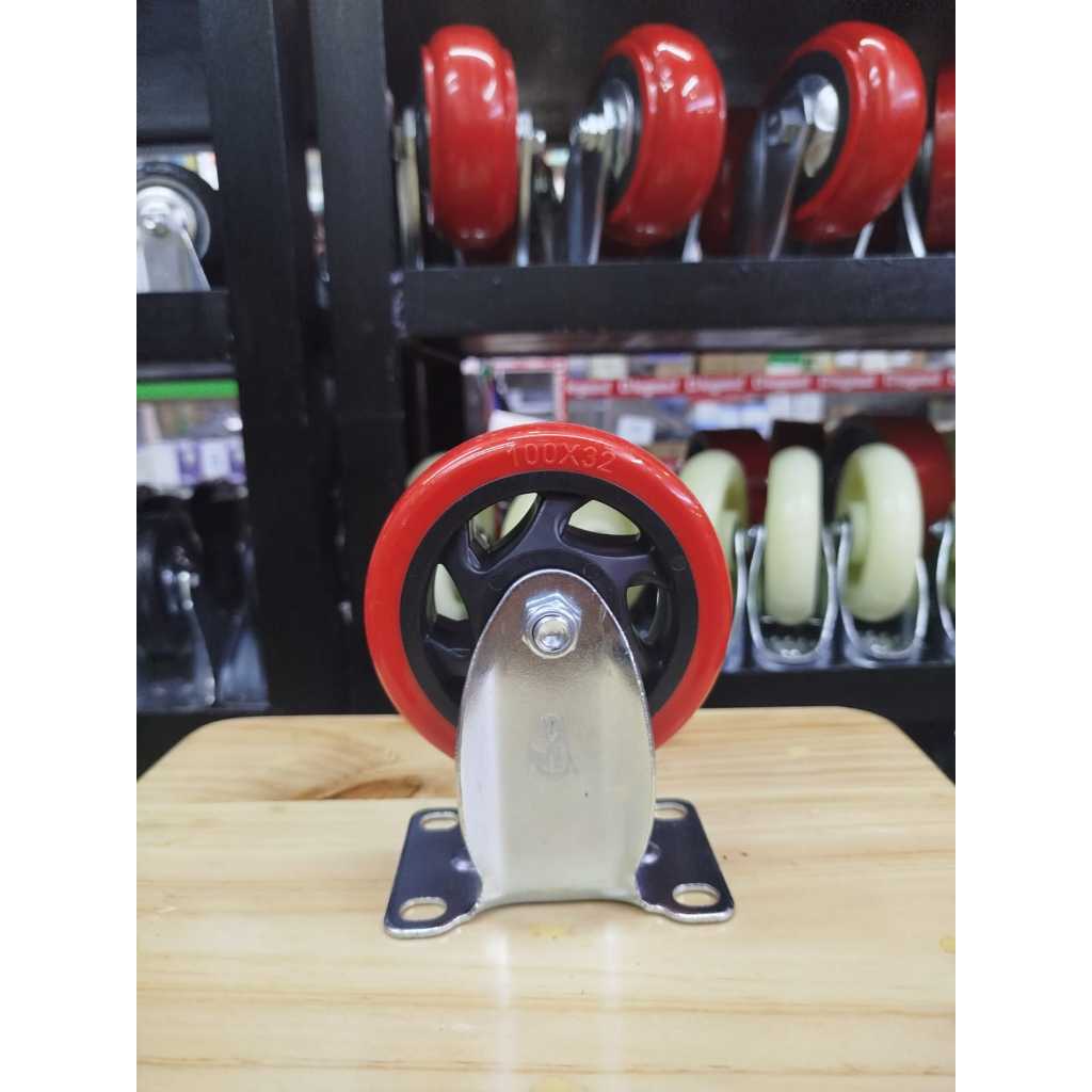 Jual RKS - Roda 4 inch PU Merah Heavy Duty + Double bearing caster ...