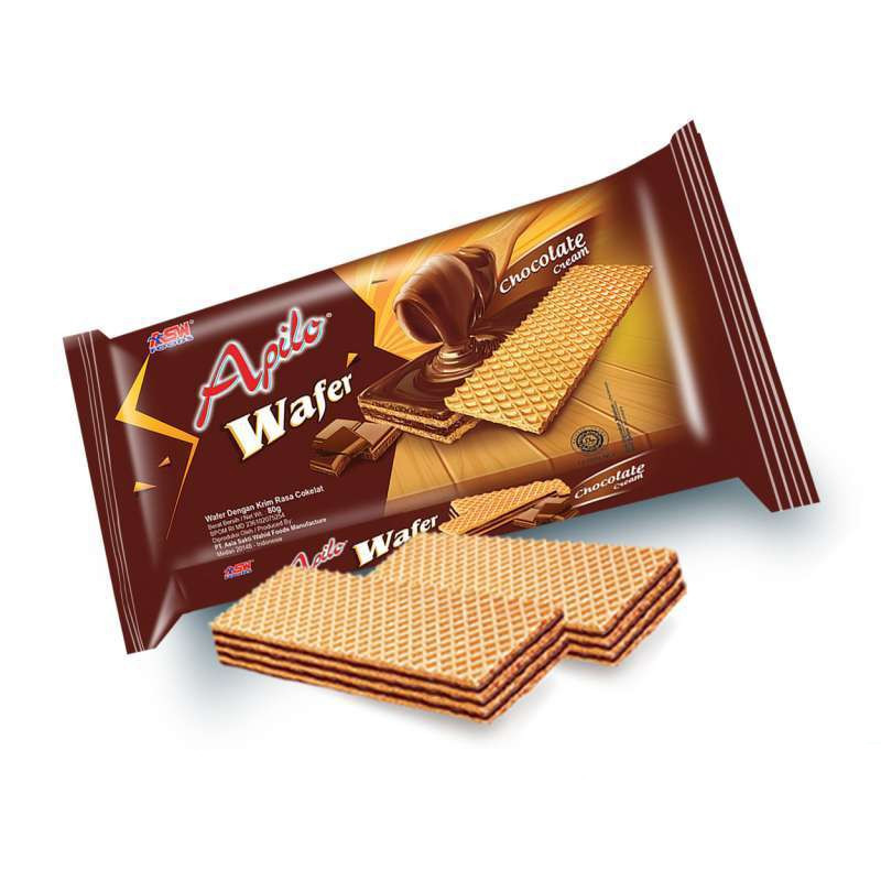 Jual Wafer Apilo Chocolate Cream/Biskuit Wafer Isi Krim Vanilla Eceran ...