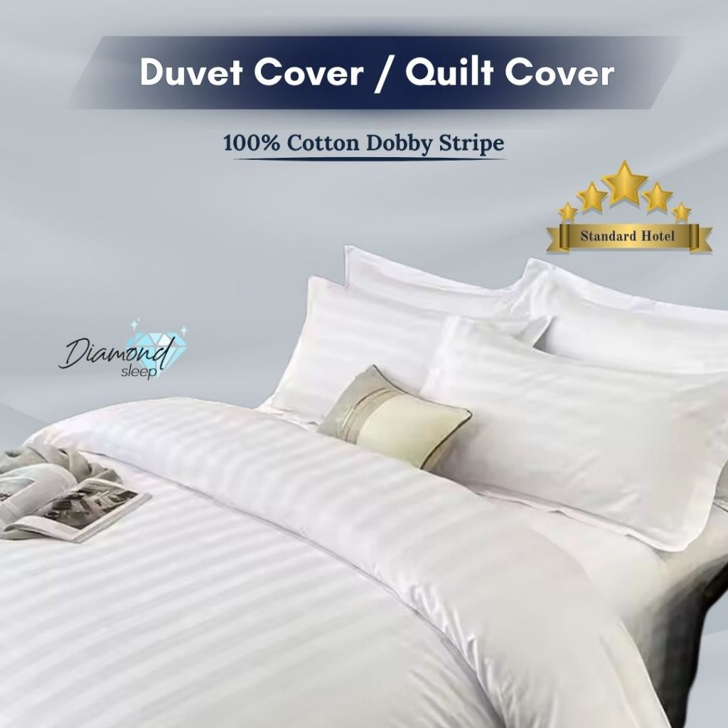 Jual Duvet Cover / Quilt Cover Hotel 100% Cotton Dobby Stripe 3cm ...