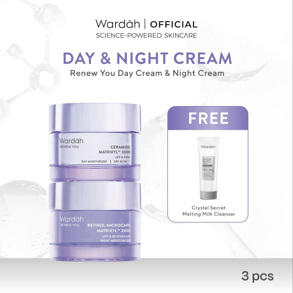 Wardah [2 pcs] Paket Renew You Lift Firm Day Moisturizer + Rejuvenate Night Moisturizer 30 gr