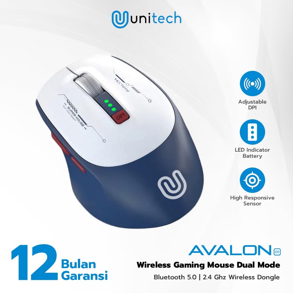 Jual Mouse Unitech Avalon Dual Connection Wireless / Bluetooth / Fast ...