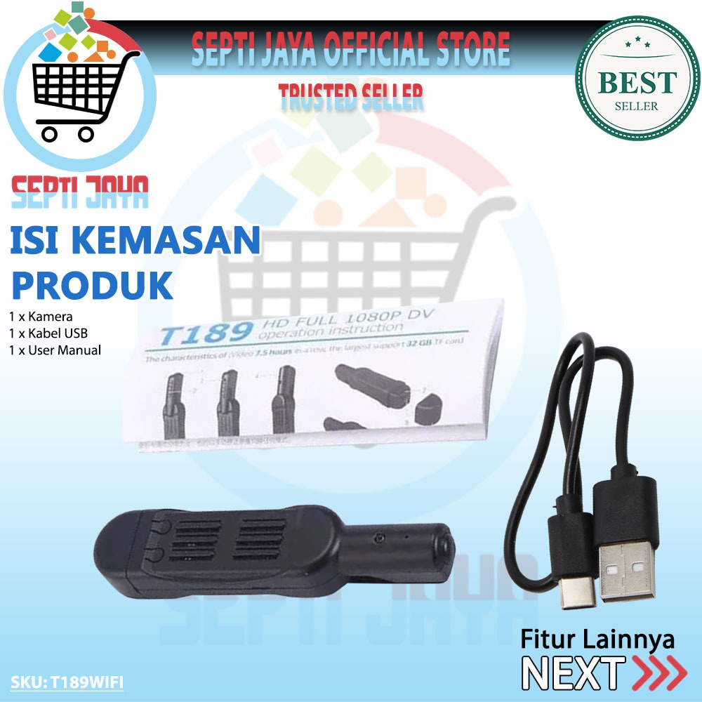 Jual Kamera T189 Back Clip WiFi Mini Spy Pen Full HD 1080P Hidden ...