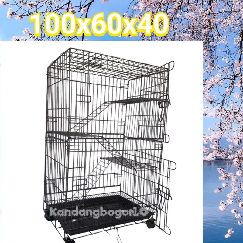 Jual Kandang Kucing Tingkat 3 Size L 100x60x45 cm + Roda Muat 3-4 Ekor ...