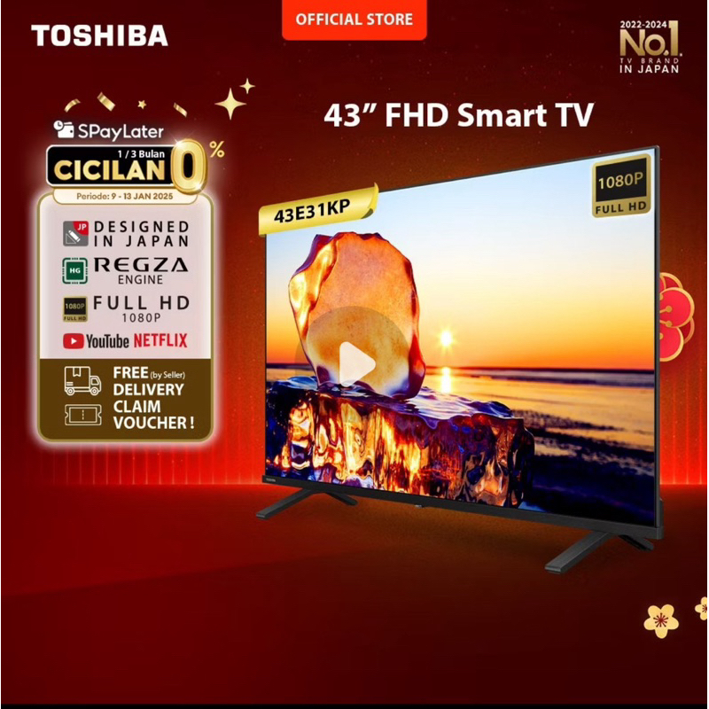 Jual Toshiba TV Smart FHD 43" Cicilan Regza Engine Full HD 1080P