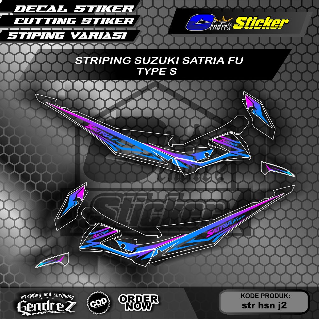 Jual (COD) STICKER MOTOR / STRIPING SATRIA TYPE S TRANSPARAN UV MOTIF ...