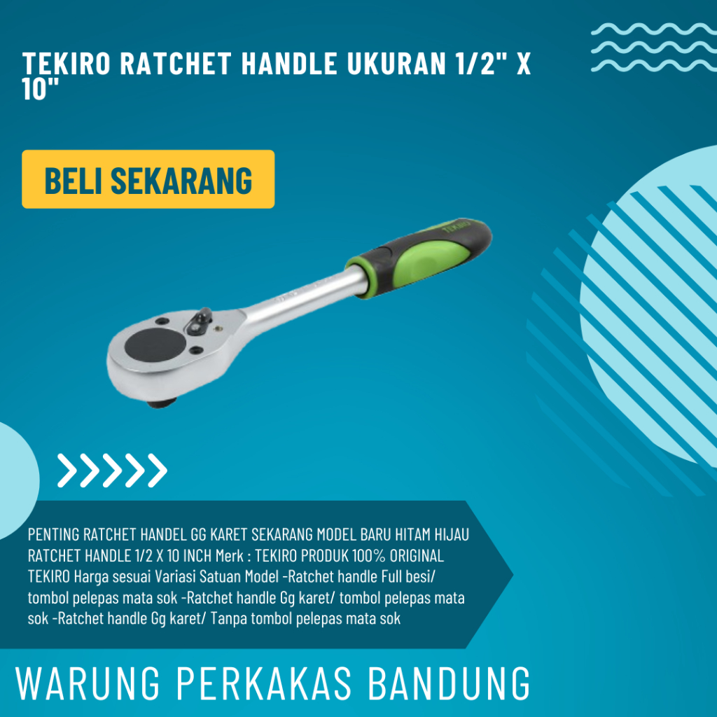 Jual TEKIRO GAGANG SOK RATCHET 1/2 X 10 INCH KUNING HIJAU KUNCI RACHET ...