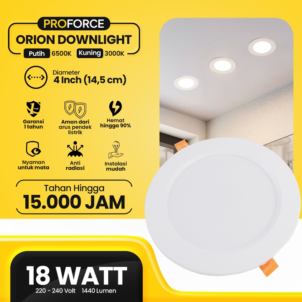 Jual Lampu Downlight LED Proforce Orion Panel 18 Watt 4 Inch 1440 Lumen ...