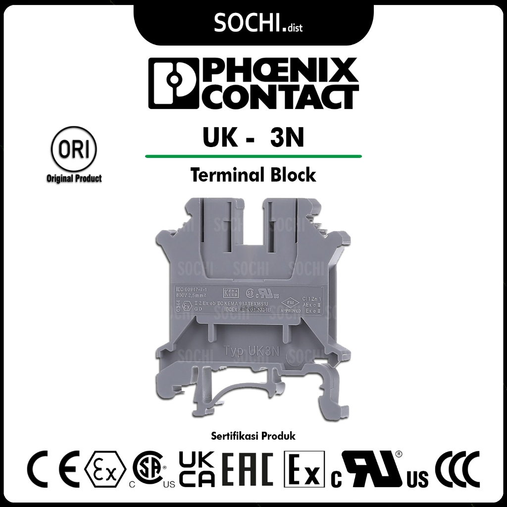 Jual 3001501 - UK3N Warna Abu - PHOENIX CONTACT Original - Feed Through ...
