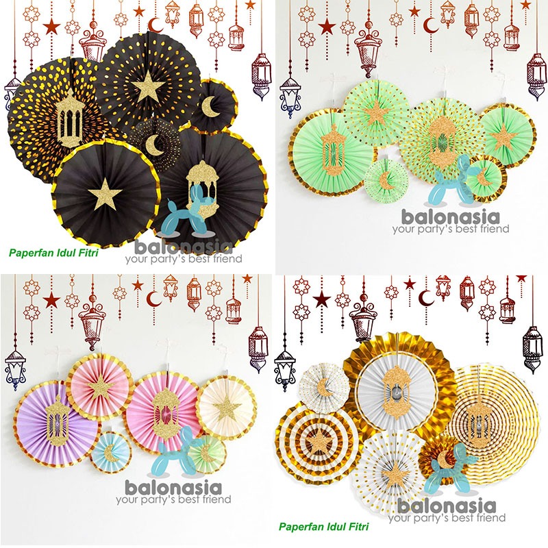 Balonasia Paperfan Idul Fitri / Dekorasi Ramdahan / Eid Mubarak / Hiasan Lebaran