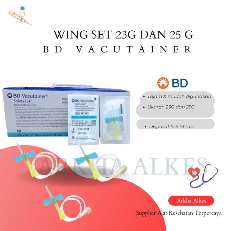 Jual Wing Set BD Vacutainer BD 23G 25G Harga/Box Isi 50 Pcs | Shopee ...