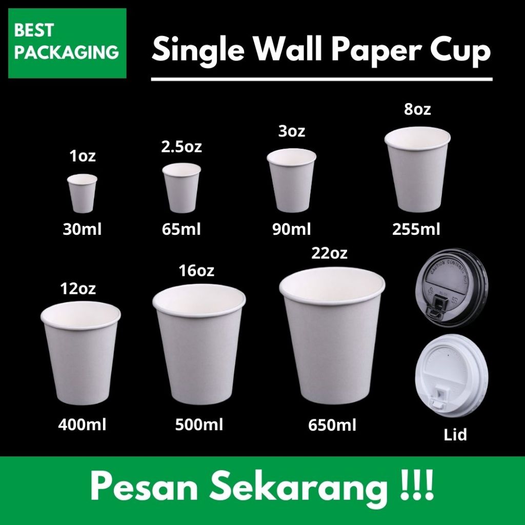Jual [50pcs] Best Packaging Technology | Single Wall White Paper Cup ...