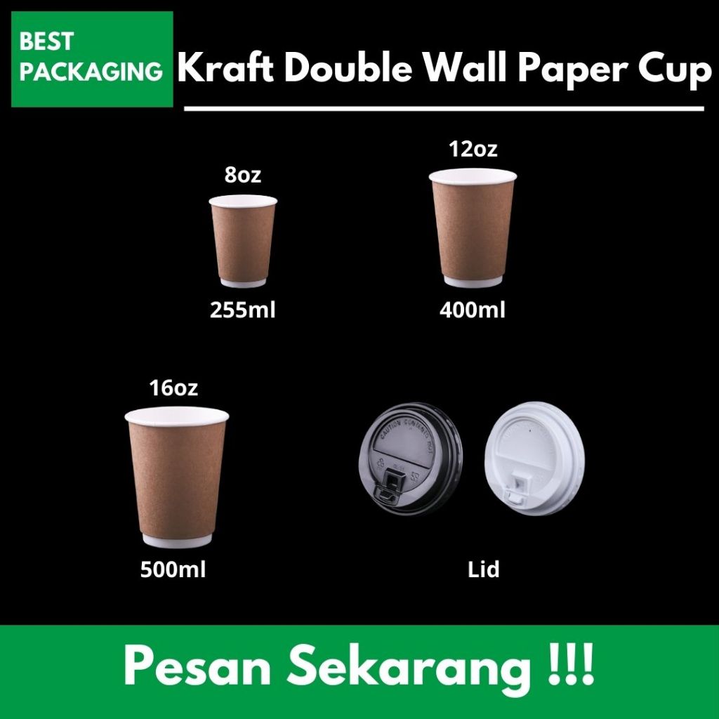 Jual [25PCS] Best Packaging Technology | Double Kraft Paper Cup | Tebal ...