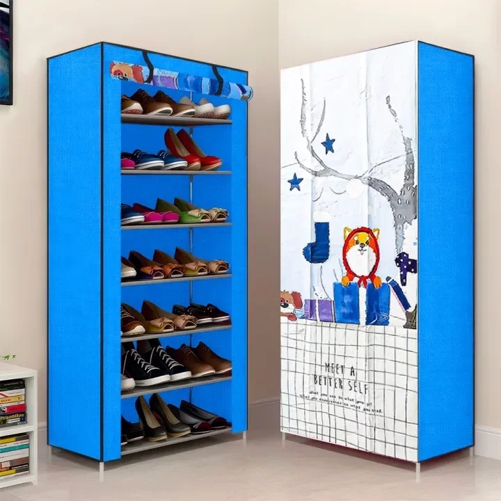 Jual Rak Sepatu Anti Debu Tebal Shoe Rack Portable Rak Sepatu Kain ada ...