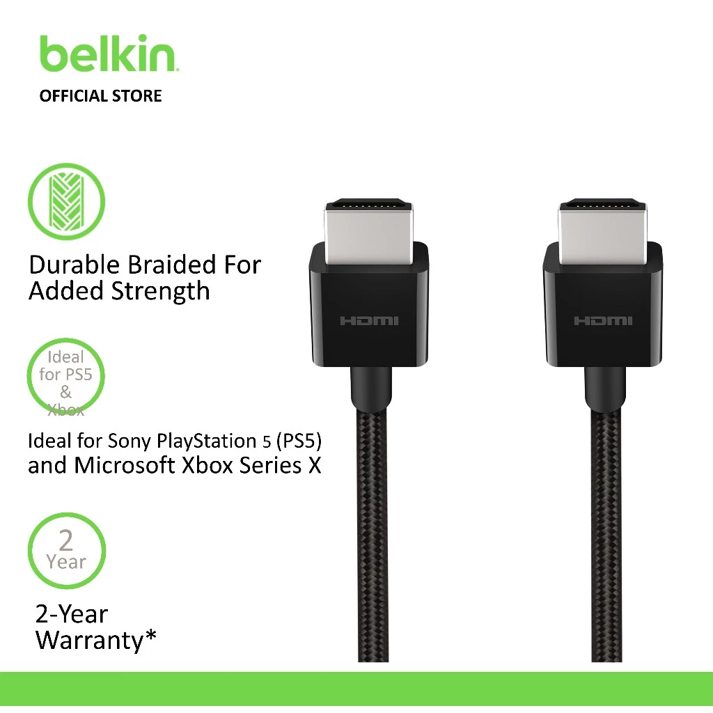 Belkin AV10176bt 8K High Speed HDMI 2.1 Braided Cable (apple tv 4k,xbox,playstation)