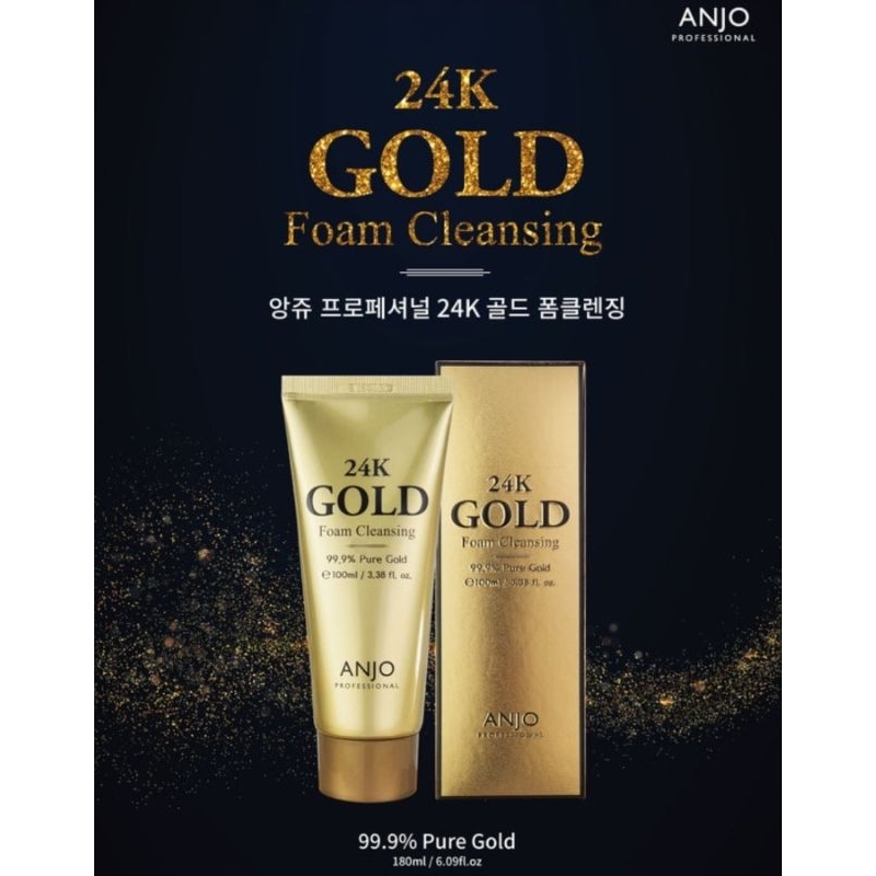 Nettoyant Moussant ANJO 24K Gold - 180mL, Pour Tous Types De Peau, Fabriqué En Corée