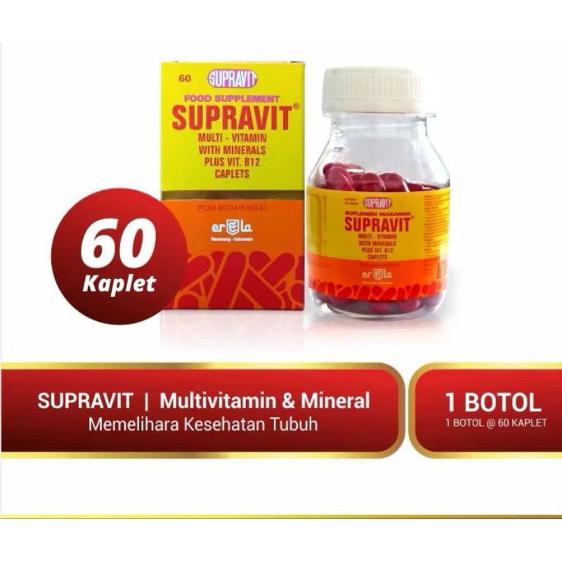 Jual SUPRAVIT / Multivitamin Dewasa / 60 Kaplet / Vitamin A D B C E K ...