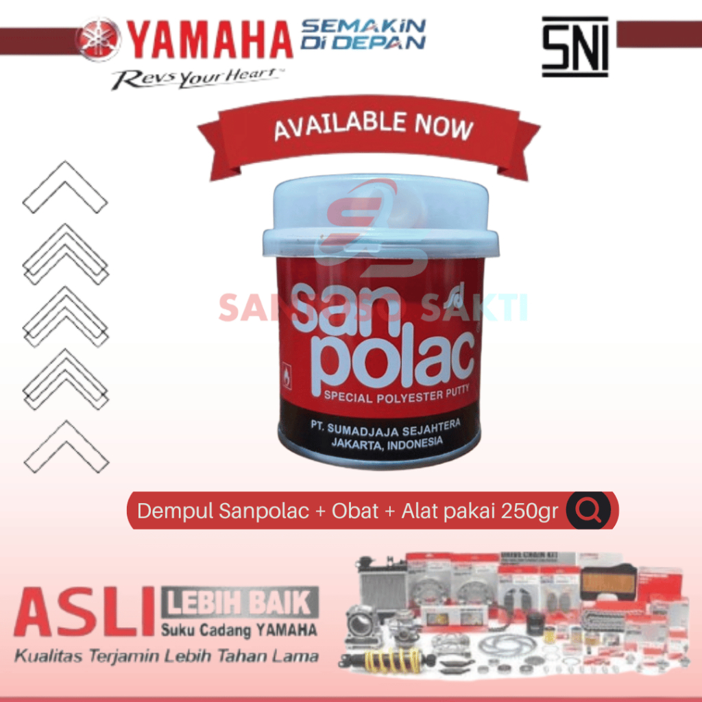 Jual Dempul Sanpolac + Obat + Alat pakai 250gr 1/4 kg Dempul Kayu Besi ...