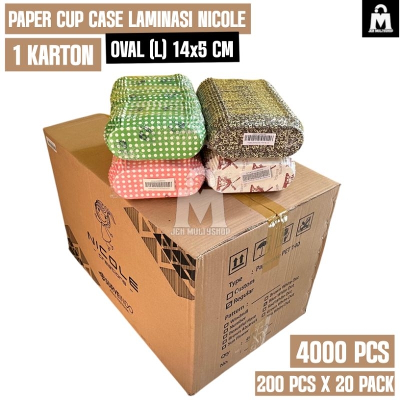 Jual Paper cup case laminaasi NICOLE oval (L) 14x5 cm 1 karton isi 200 ...