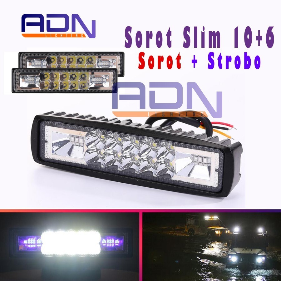 LAMPU TEMBAK SOROT LED CWL 10 LED S.kedip 3X3 6000K SLIM BAR