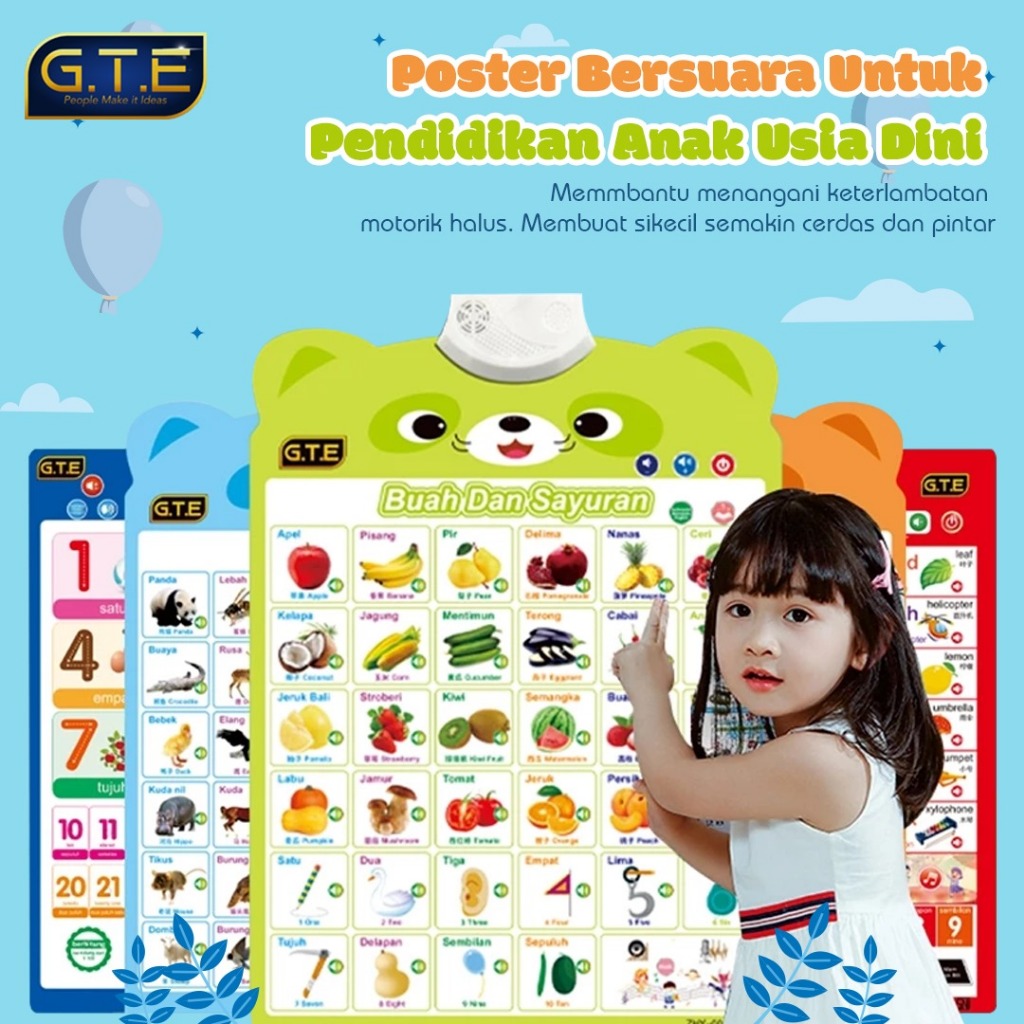 Jual Bi Poster Gantung Edukasi Belajar Anak Poster Dindin Suara