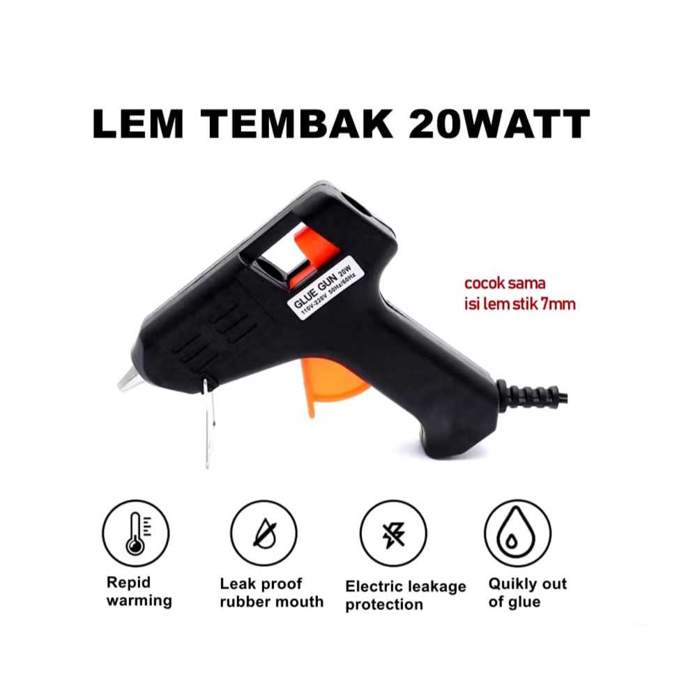 Jual (RDM) Alat Lem Tembak Hitam Glue Gun Mini 20W - Lem Tembak ...