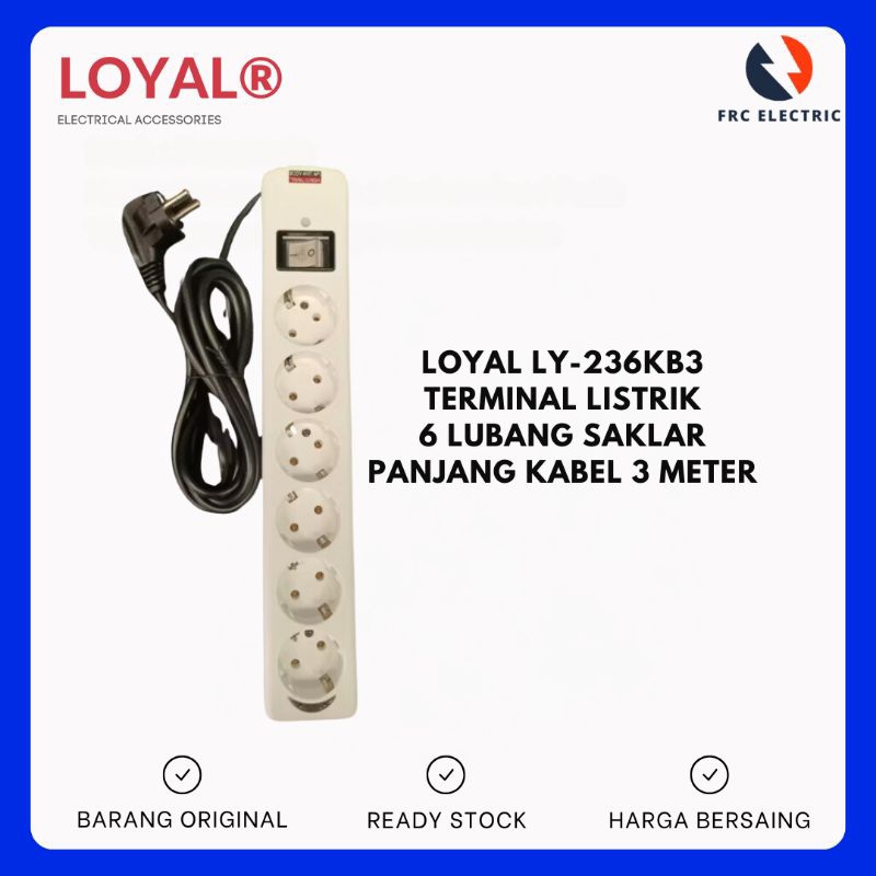 Jual Terminal listrik Loyal LY236KB3 3 meter 6 lubang saklar - terminal ...