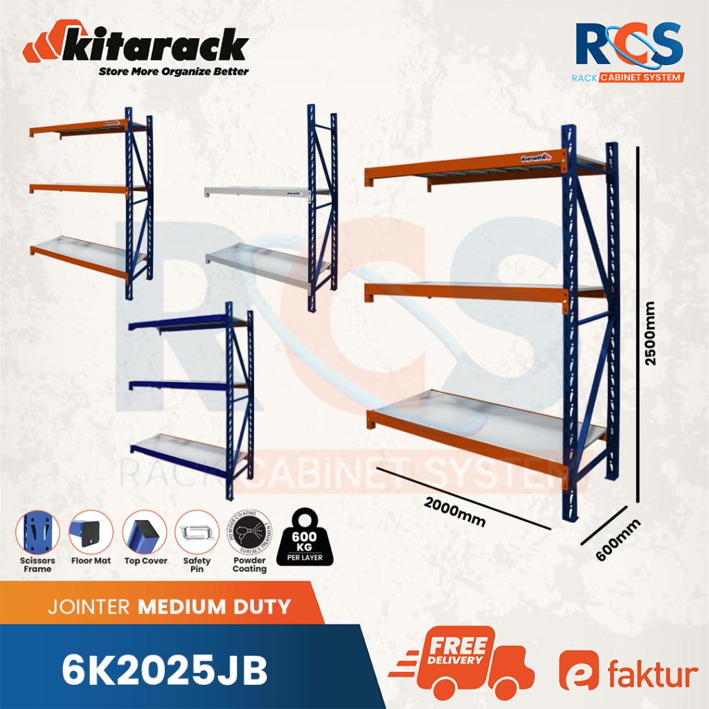 Jual KITARACK Rak Gudang Besi 600kg 2.5 Meter Rack Gudang 4 Susun ...