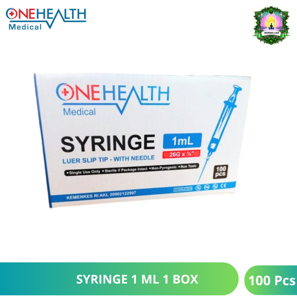 Jual Onehealth Jarum suntikan Syringe 1 Ml 1 BOX isi 100 Pcs Spuit ...