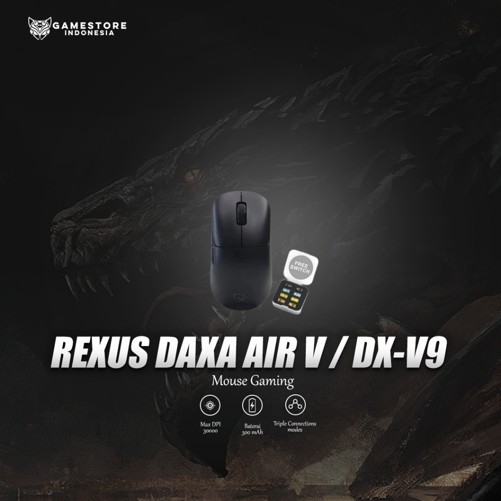 Jual Rexus Mouse Gaming Daxa Air V / DX-V9 Triple Connection PAW3950 ...