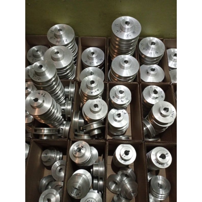 Jual Puli / Pulley Aluminium A1 4 Inch , Lubang As 10,12,13, 14,15, 16 ...