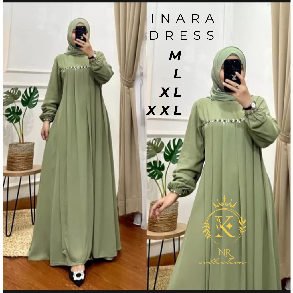 Jual Gamis wanita muslimah terbaru Inara Maxy Dress Bahan Cringkle ...