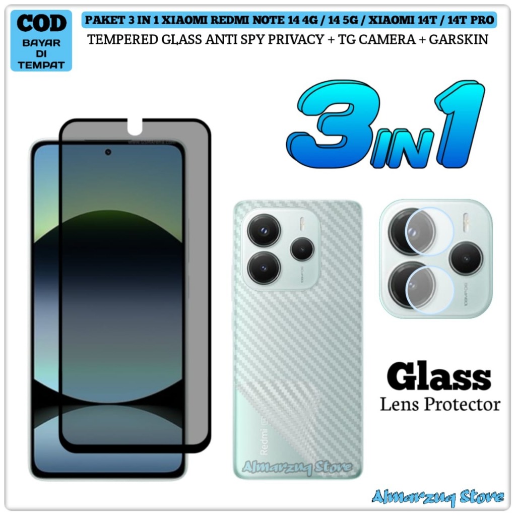 Jual 3in1 Tempered Glass Xiaomi Redmi Note 14 4G 14 5G Xiaomi 14T