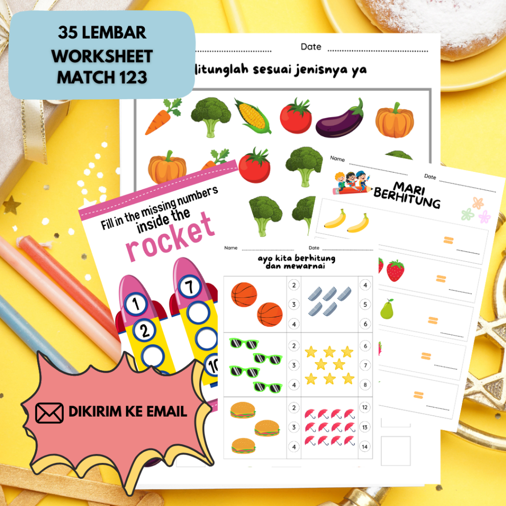 Jual 35 halaman lembar kerja matematik anak TK dan PAUD worksheet ...