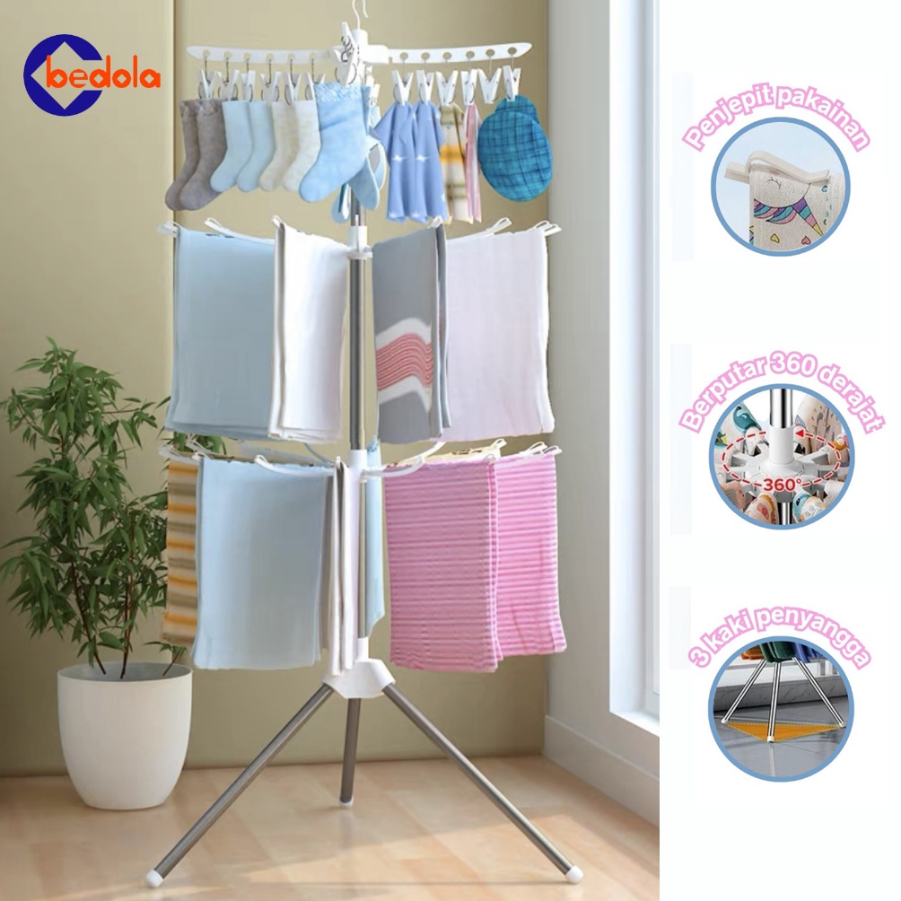 Jual Bedola Jemuran menara rak jemuran baju bayi lipat rak susun handuk ...