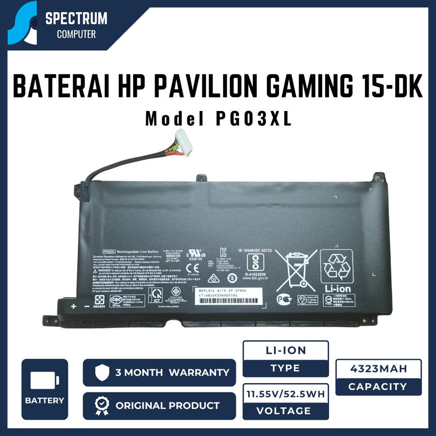 Jual Baterai Original HP Pavilion Gaming 15-DK 15-EC 16-A PG03XL | Shopee Indonesia