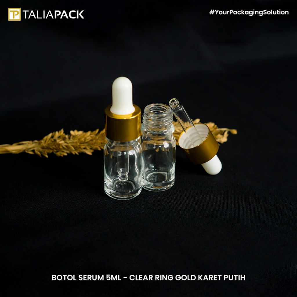 Jual BOTOL SERUM 5ML - CLEAR RING GOLD KARET PUTIH (100PCS) | Shopee ...