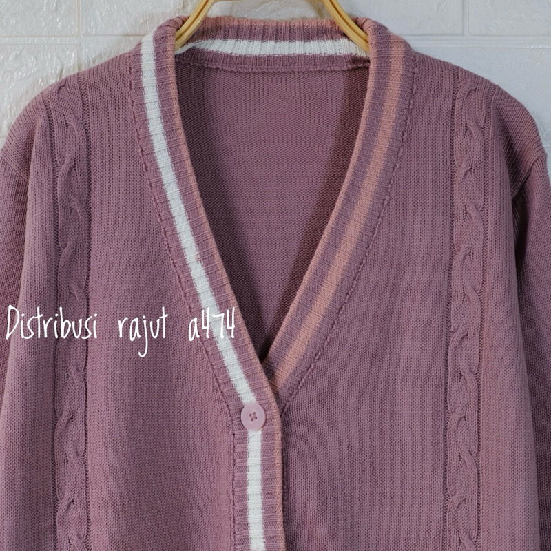 Jual EDEN OVERSIZE CARDIGAN RAJUT KANCING SAKU STRIPE MOTIF CABLE ...
