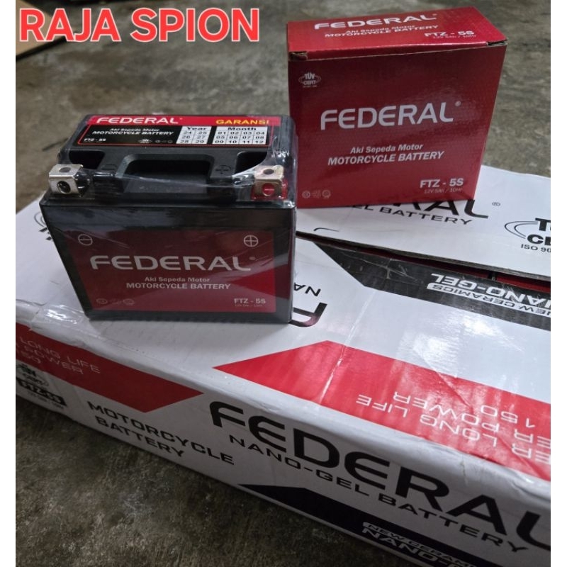 Aki full kering gtz5s/aki federal nano gel/accu federal ftz5s/aki kering kharisma fu vixion Vario beat mio jupiter cs