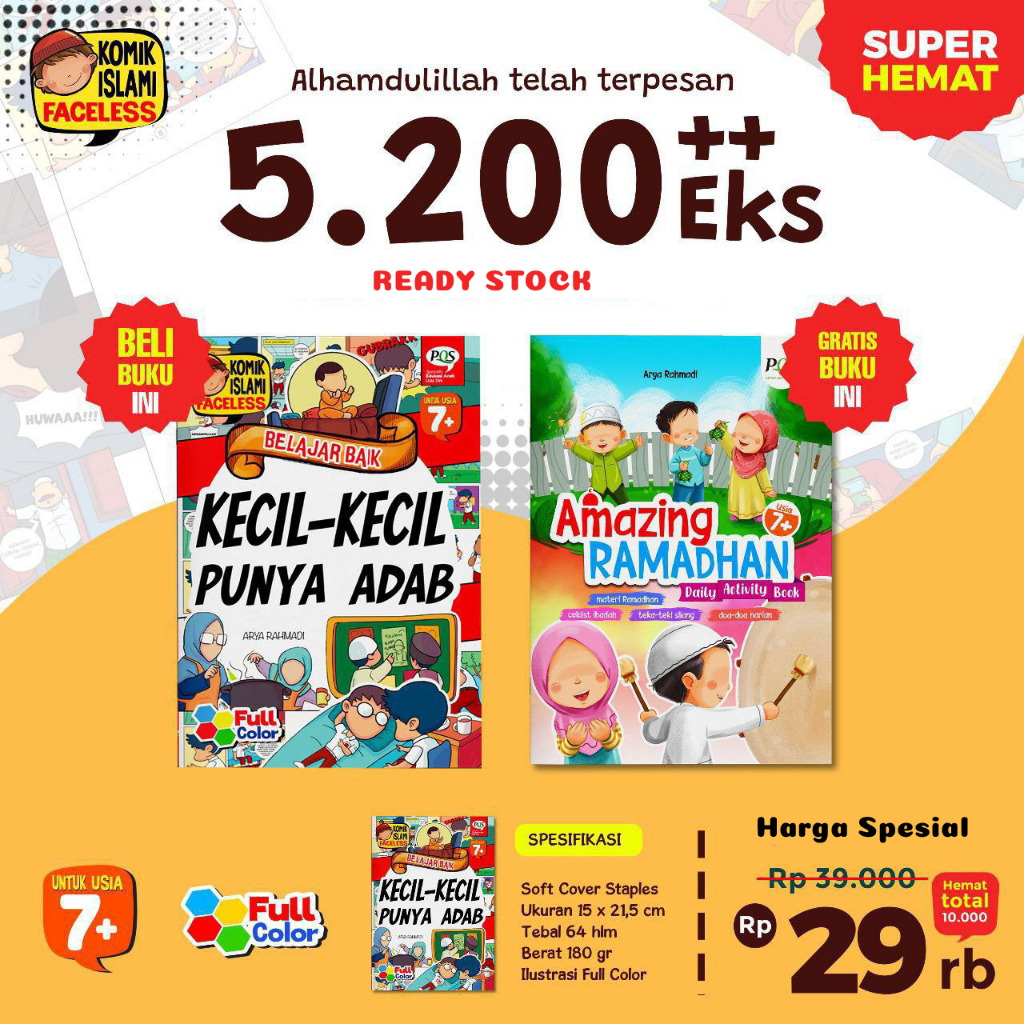 Jual 2 in 1 Komik Anak Islam : Kecil-kecil Punya Adab + Bonus Buku ...