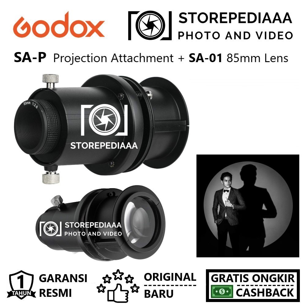 Jual Godox SA-P Projection Attachment with 85mm Lens for LED Flash ...