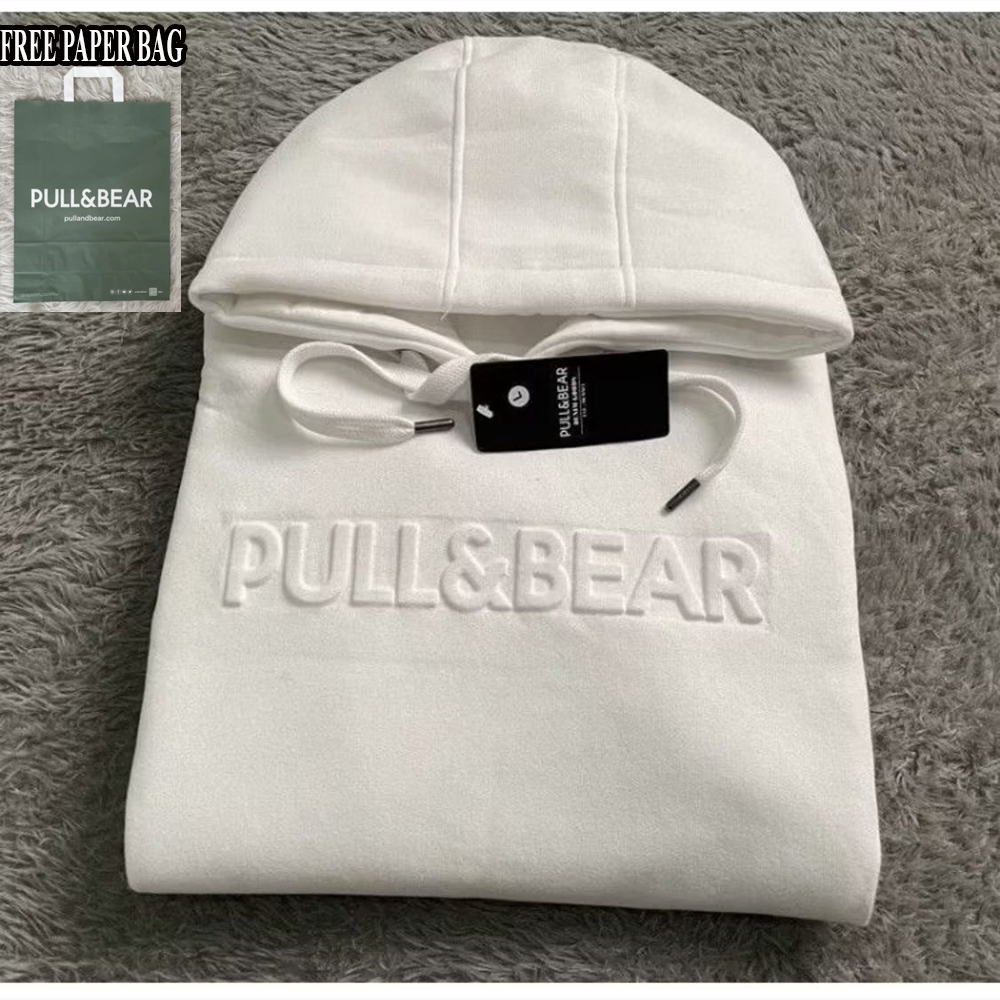 Jual { FREE PAPER BAG } Hoodie Sweater Pull & Bear Emboss 3D Font ...