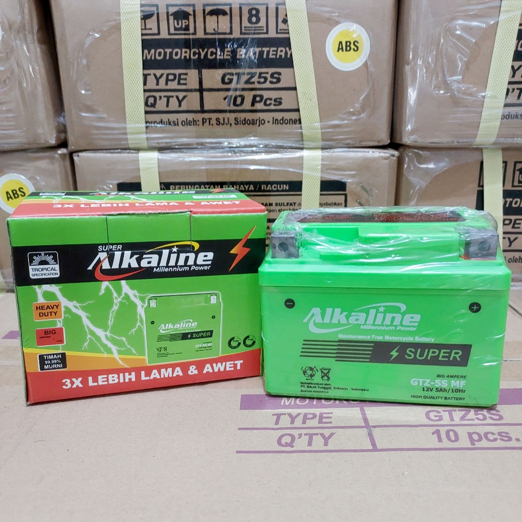 Aki Motor BeAT FI CW, BeAT Karbu, Vario 110, Supra X 125, Scoopy, Spacy, Vixion Alkaline GTZ5S Aki Kering GrandCell Original 100%