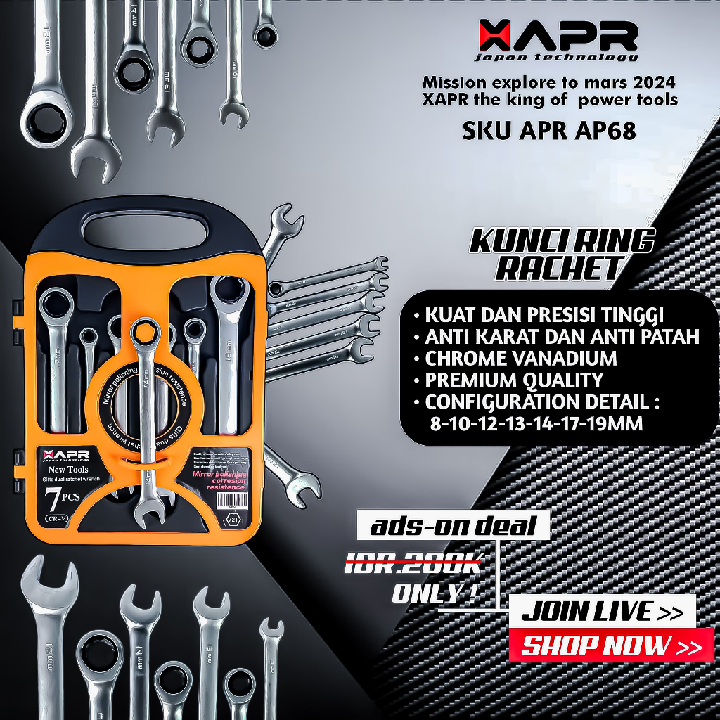Jual APR JAPAN KUNCI RING PAS RACHET RINGPAS APR JAPAN AP68 KUNCI SET ...