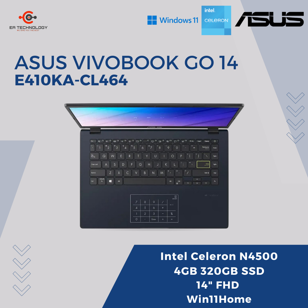 Jual ASUS VIVOBOOK GO 14 E410KA-CL464 Celeron N4500 4GB 320SSD 14
