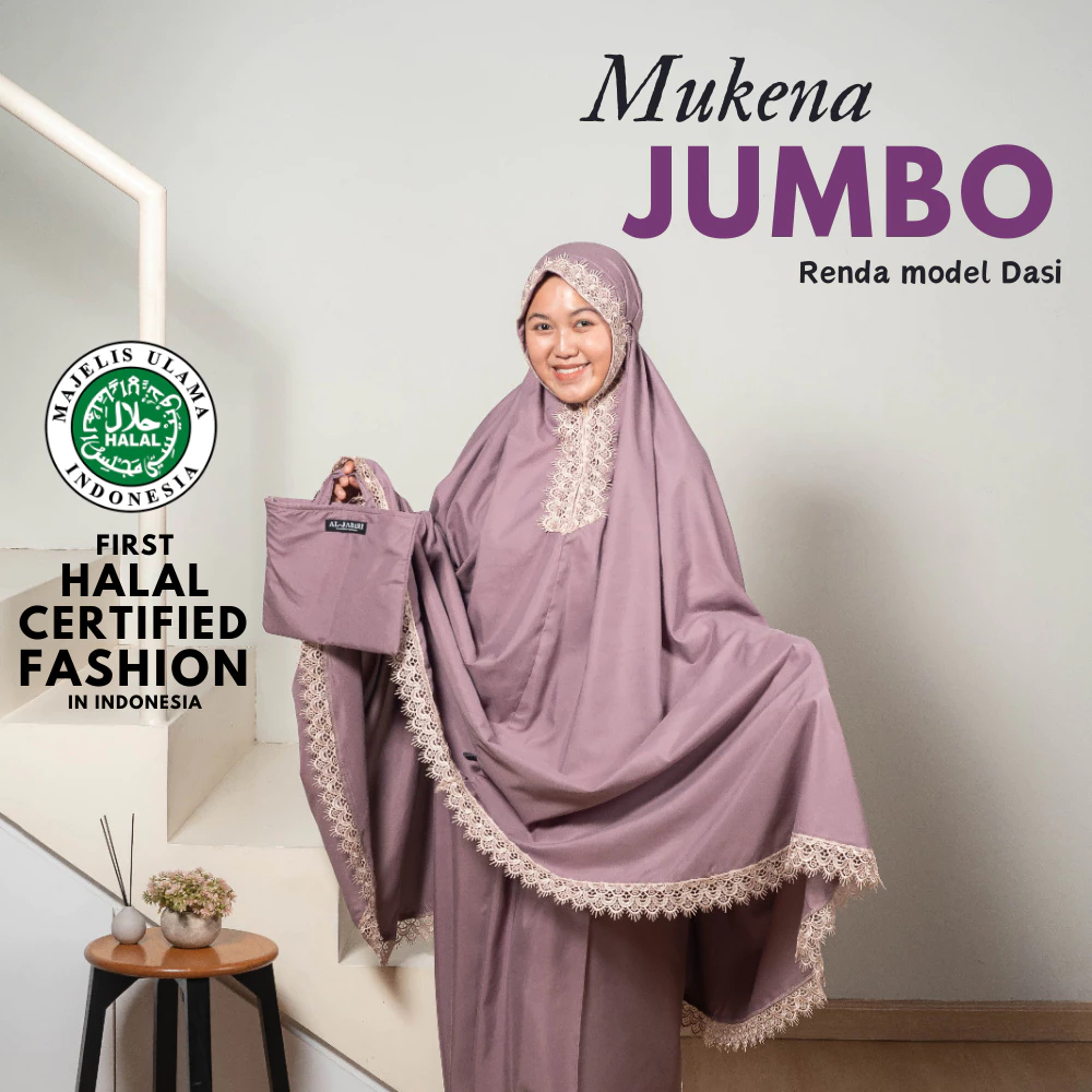 Al Jabari - Mukena Dewasa Jumbo Renda Dasi Mewah Premium Free Tas