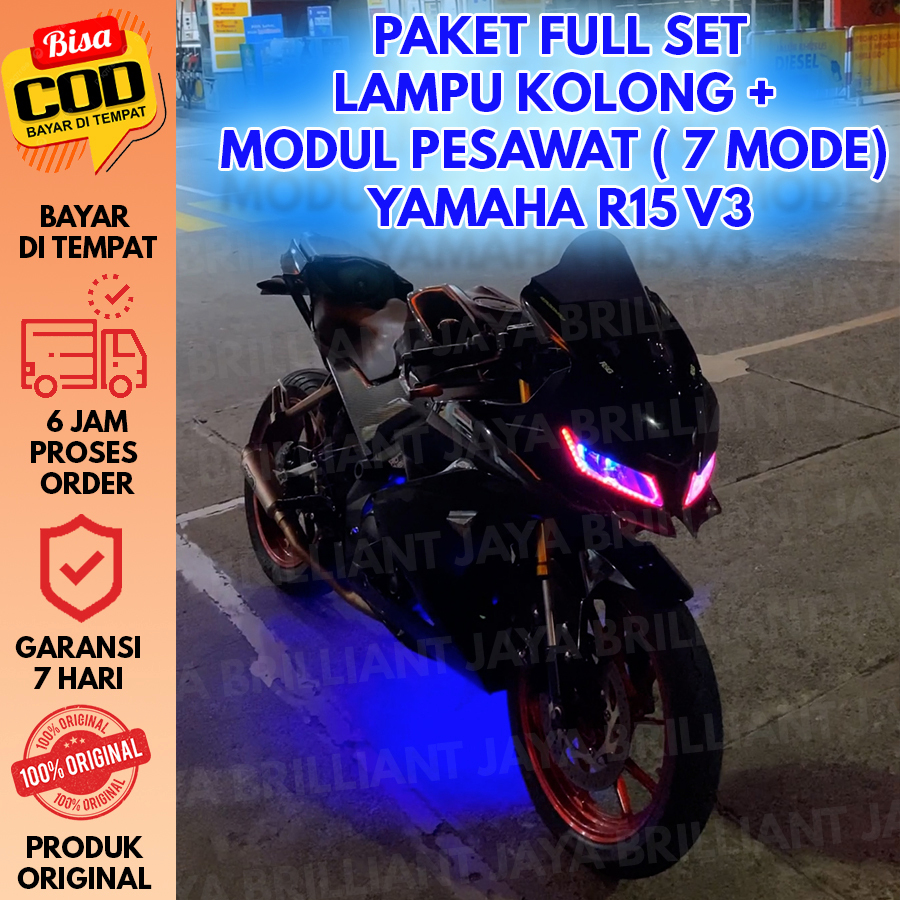 Jual FULL SET LAMPU KOLONG LED YAMAHA R15 V3 + MODUL BLITZ PESAWAT ...